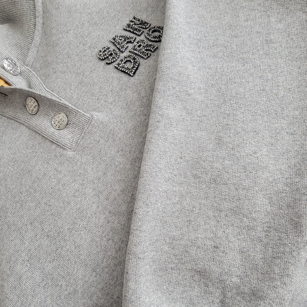 Sandro Light Gray Embellished Sweatshirt - Picture 7 of 9